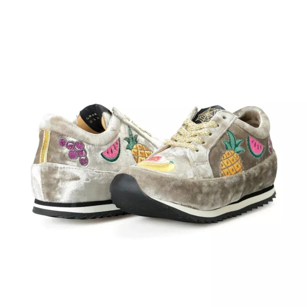 Shoes Charlotte Olympia Girls "INCY WORK IT!FRUIT SALAD" Velvet Leather Sneakers